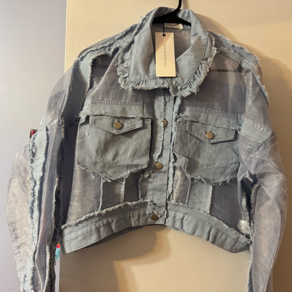 Dance & Marvel Blue Cropped Jean Jacket